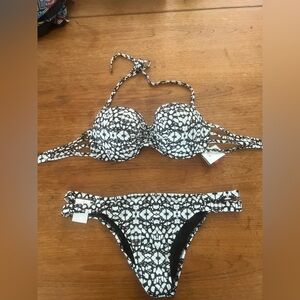 Shade & Shore Black and White Bikini Set 2pc